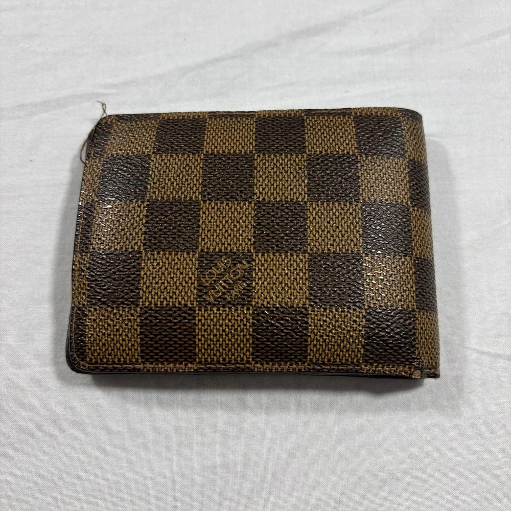 Authentic Louis‎ Vuitton Damier Ebene Canvas Bifold Wallet